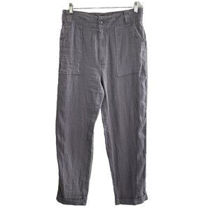 TAHARI Women Wide Leg Linen Elastic Waist Pockets Pants Sz‎ L Gray Casual 39-4